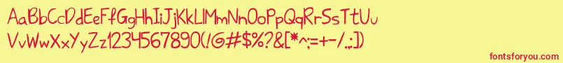 Sharkhandwriteabc Font – Red Fonts on Yellow Background