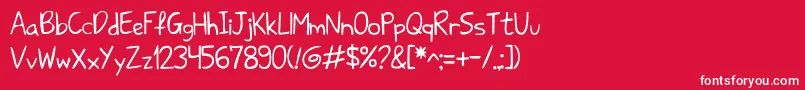 Sharkhandwriteabc Font – White Fonts on Red Background