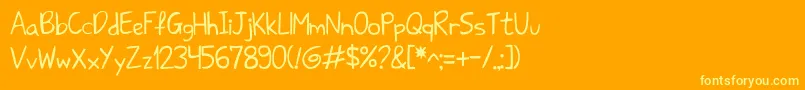 Sharkhandwriteabc Font – Yellow Fonts on Orange Background