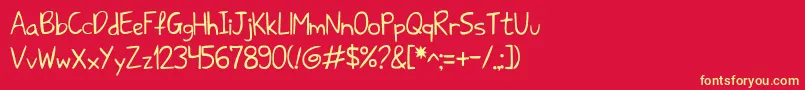 Sharkhandwriteabc Font – Yellow Fonts on Red Background