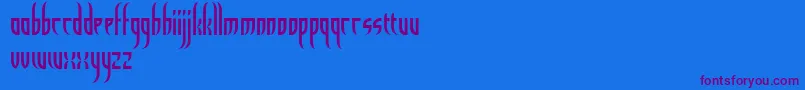 Eldiablo-Schriftart – Violette Schriften auf blauem Hintergrund