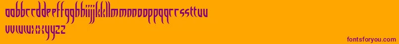 Eldiablo-Schriftart – Violette Schriften auf orangefarbenem Hintergrund