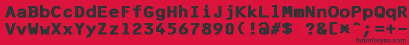 F25BankPrinterBold-Schriftart – Schwarze Schriften auf rotem Hintergrund