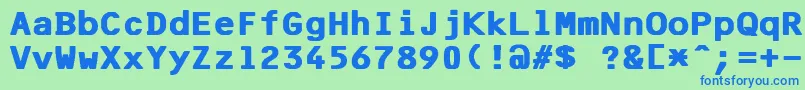 フォントF25BankPrinterBold – 青い文字は緑の背景です。