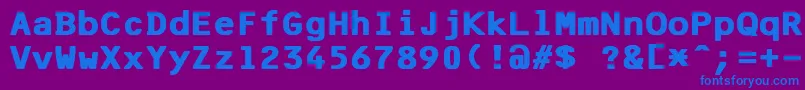 F25BankPrinterBold-Schriftart – Blaue Schriften auf violettem Hintergrund