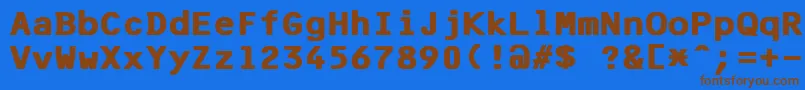 F25BankPrinterBold Font – Brown Fonts on Blue Background
