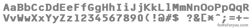 F25BankPrinterBold-fontti – harmaat kirjasimet valkoisella taustalla