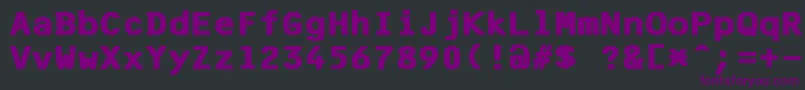 F25BankPrinterBold-Schriftart – Violette Schriften auf schwarzem Hintergrund