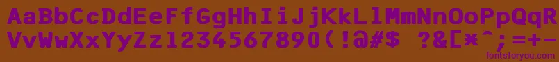 Czcionka F25BankPrinterBold – fioletowe czcionki na brązowym tle