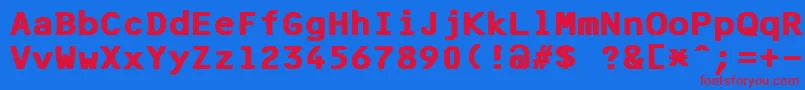 F25BankPrinterBold Font – Red Fonts on Blue Background