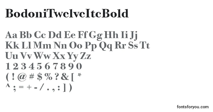 Шрифт BodoniTwelveItcBold – алфавит, цифры, специальные символы