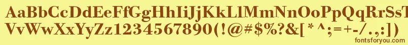 フォントBodoniTwelveItcBold – 茶色の文字が黄色の背景にあります。