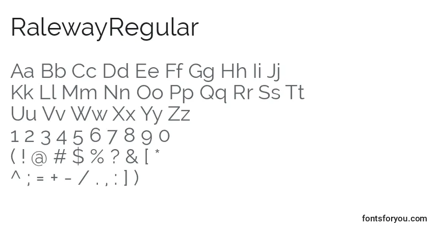A fonte RalewayRegular – alfabeto, números, caracteres especiais