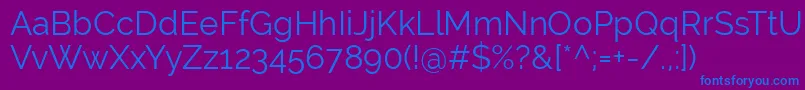 RalewayRegular Font – Blue Fonts on Purple Background