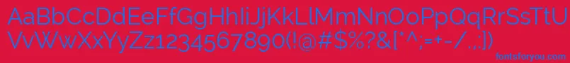 RalewayRegular Font – Blue Fonts on Red Background