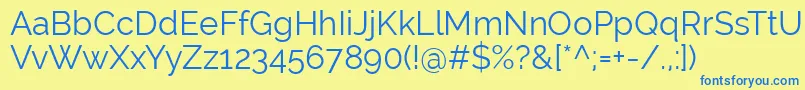 RalewayRegular Font – Blue Fonts on Yellow Background