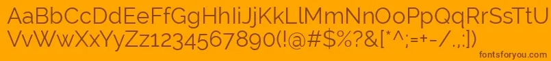RalewayRegular Font – Brown Fonts on Orange Background