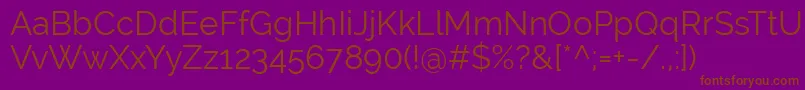 RalewayRegular Font – Brown Fonts on Purple Background