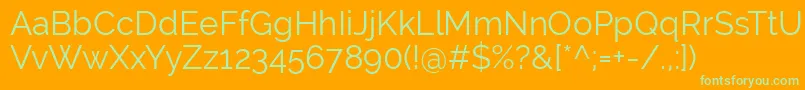RalewayRegular Font – Green Fonts on Orange Background