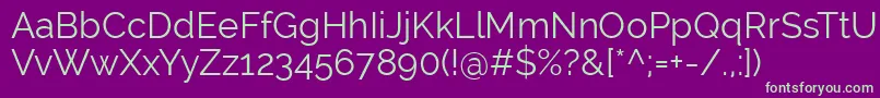 RalewayRegular Font – Green Fonts on Purple Background