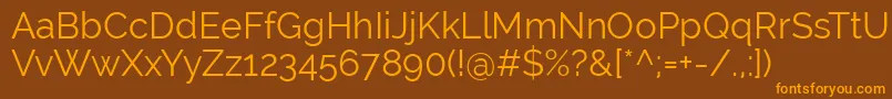RalewayRegular Font – Orange Fonts on Brown Background
