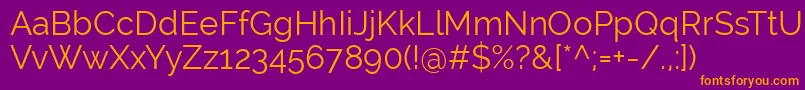 RalewayRegular Font – Orange Fonts on Purple Background
