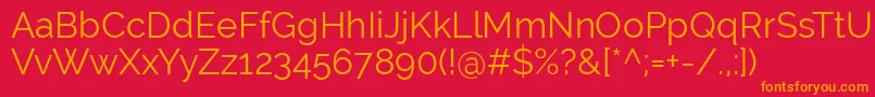 RalewayRegular Font – Orange Fonts on Red Background