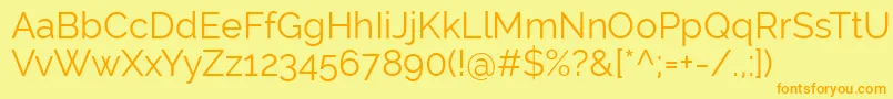 RalewayRegular Font – Orange Fonts on Yellow Background
