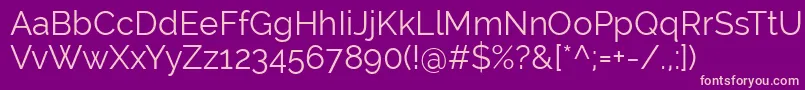 RalewayRegular Font – Pink Fonts on Purple Background