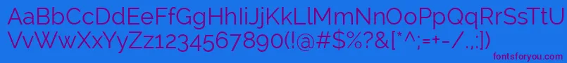 RalewayRegular Font – Purple Fonts on Blue Background