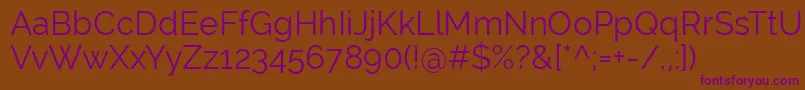 RalewayRegular Font – Purple Fonts on Brown Background