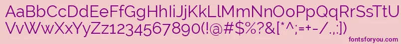 RalewayRegular Font – Purple Fonts on Pink Background