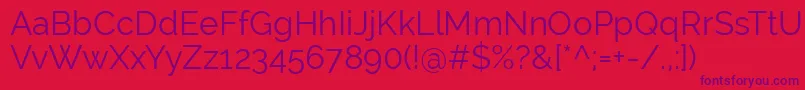 RalewayRegular Font – Purple Fonts on Red Background