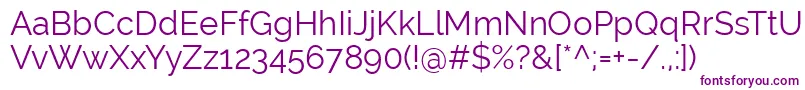 RalewayRegular-Schriftart – Violette Schriften auf weißem Hintergrund