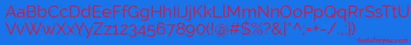 RalewayRegular-fontti – punaiset fontit sinisellä taustalla