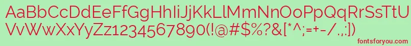RalewayRegular Font – Red Fonts on Green Background