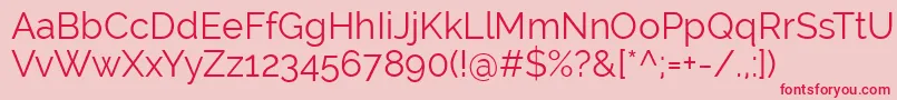 RalewayRegular Font – Red Fonts on Pink Background