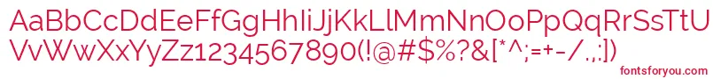 RalewayRegular-fontti – punaiset fontit valkoisella taustalla