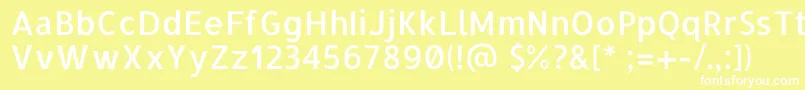 AllertaRegular-fontti – valkoiset fontit keltaisella taustalla