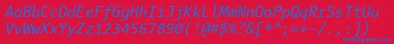 CamingocodeItalic Font – Blue Fonts on Red Background