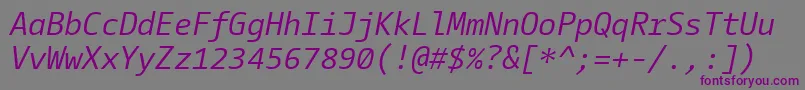Fonte CamingocodeItalic – fontes roxas em um fundo cinza