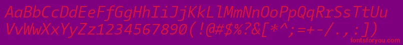 CamingocodeItalic Font – Red Fonts on Purple Background