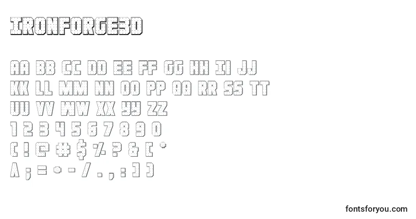 A fonte Ironforge3D – alfabeto, números, caracteres especiais