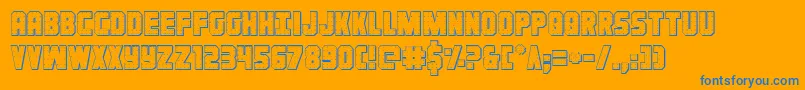 Ironforge3D-Schriftart – Blaue Schriften auf orangefarbenem Hintergrund
