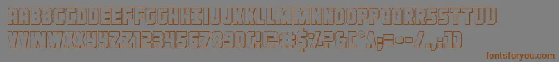 フォントIronforge3D – 茶色の文字が灰色の背景にあります。