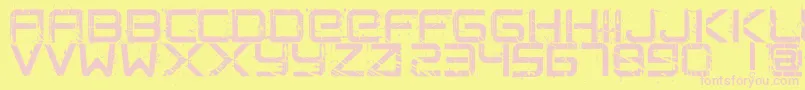 CrushedPersonalUseOnly-Schriftart – Rosa Schriften auf gelbem Hintergrund