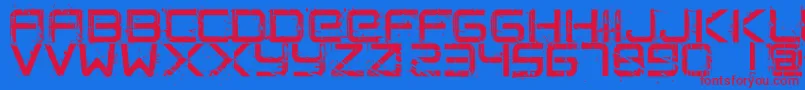 CrushedPersonalUseOnly-Schriftart – Rote Schriften auf blauem Hintergrund