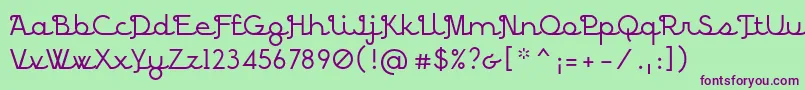 フォントBpscript – 緑の背景に紫のフォント