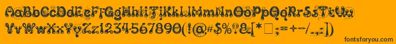 KingthingsSlipperylip-Schriftart – Schwarze Schriften auf orangefarbenem Hintergrund