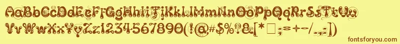 KingthingsSlipperylip Font – Brown Fonts on Yellow Background